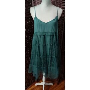 Intimately Free People Tulle Lace Mini Dress Medium Green Forest Ethereal Whimsy